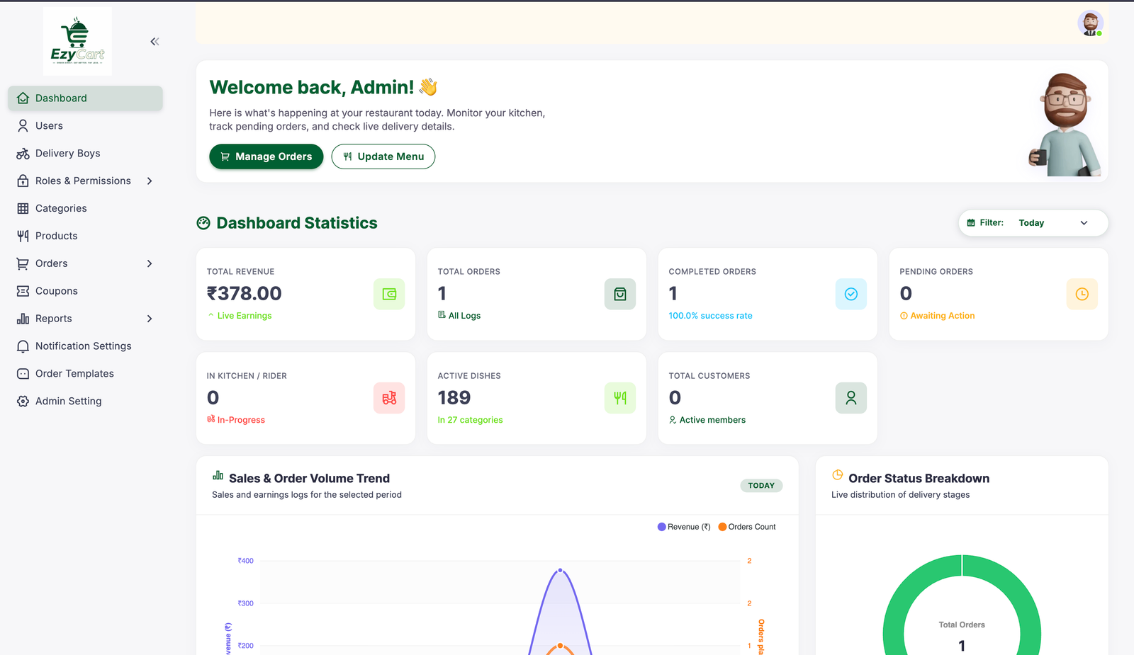 Admin Screen 1
